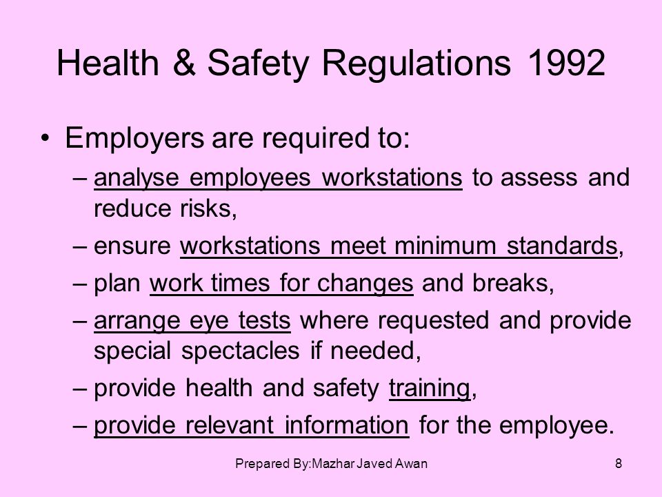 Health & Safety Regulations 1992
