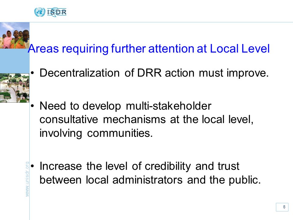 Areas requiring further attention at Local Level