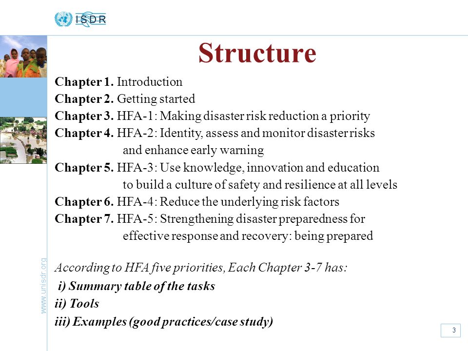 Structure Chapter 1. Introduction Chapter 2. Getting started