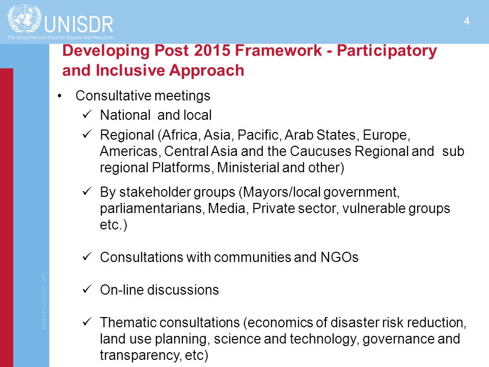 Developing Post 2015 Framework - Participatory and Inclusive Approach