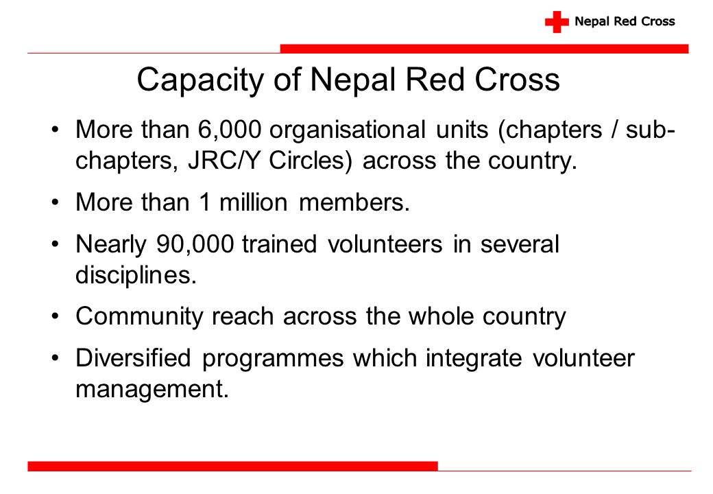 Capacity of Nepal Red Cross