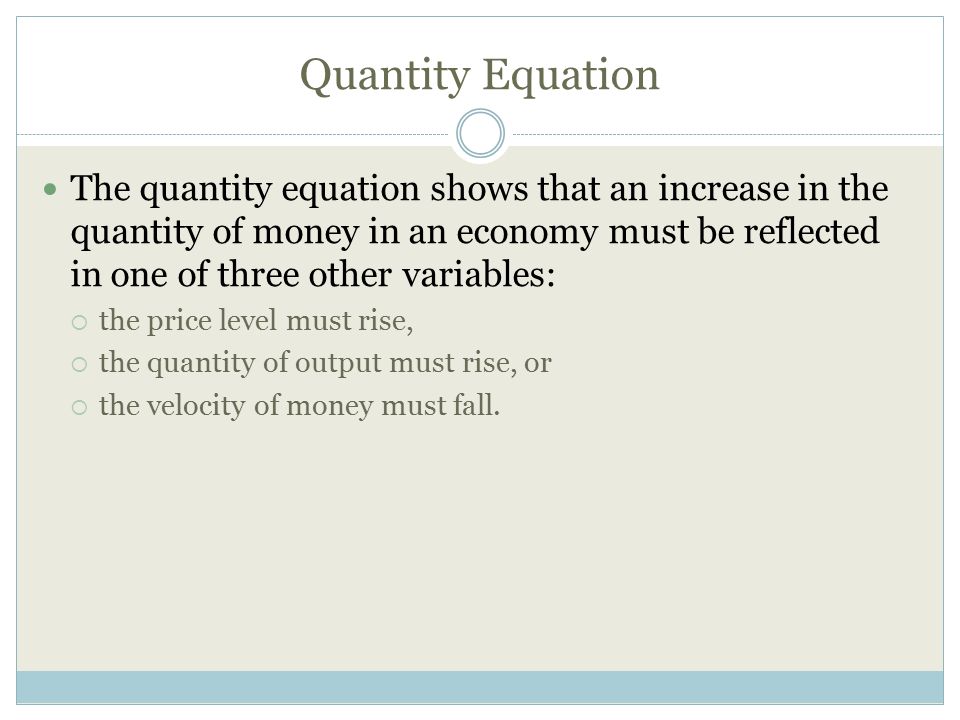 Quantity Equation