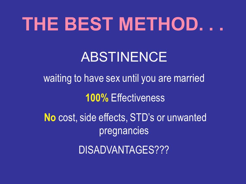 THE BEST METHOD. . . ABSTINENCE