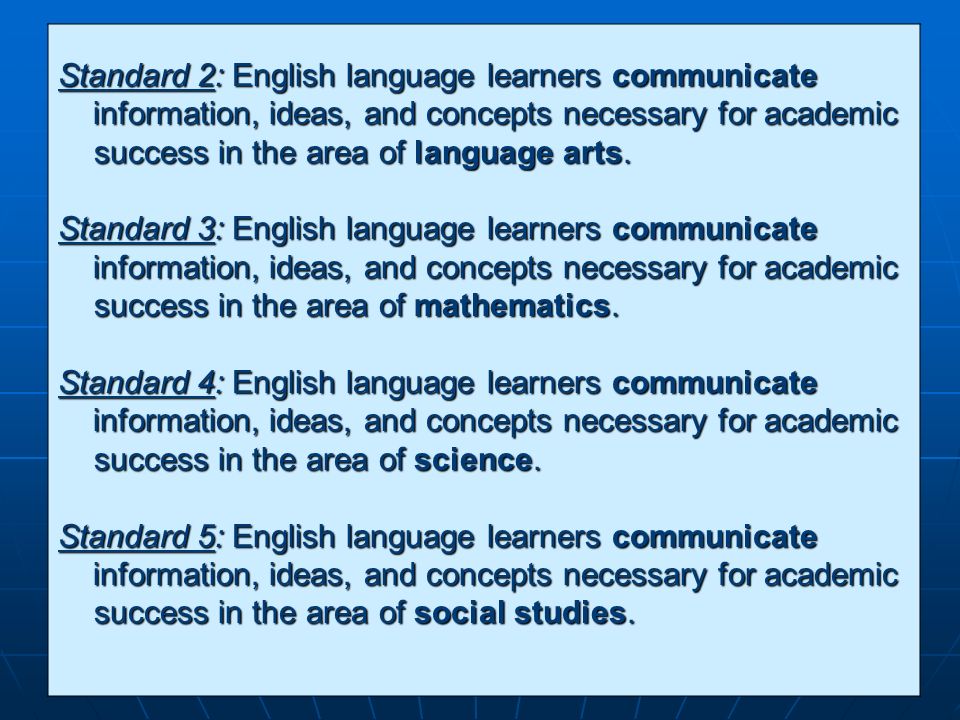 Standard 2: English language learners communicate
