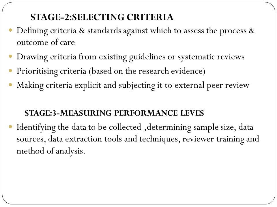 STAGE-2:SELECTING CRITERIA