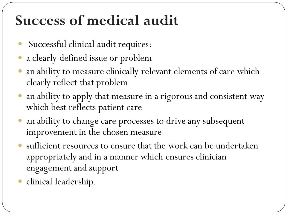 Success of medical audit