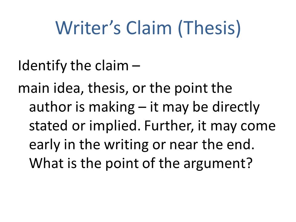 Writer’s Claim (Thesis)