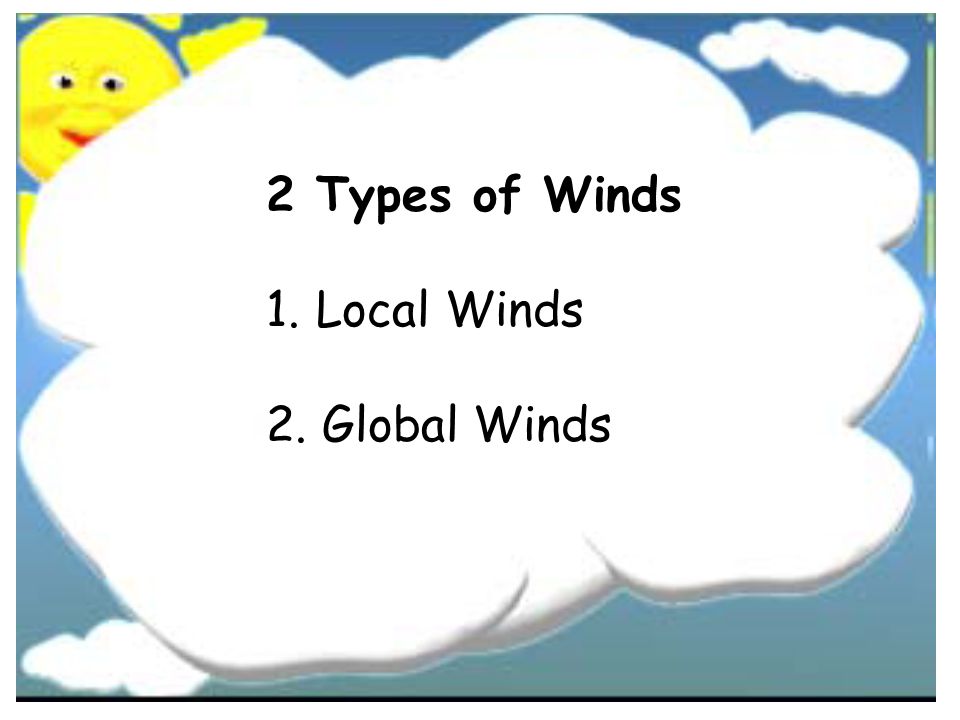 2 Types of Winds Local Winds 2. Global Winds