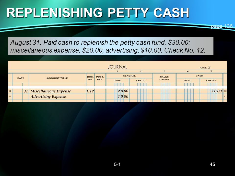 REPLENISHING PETTY CASH
