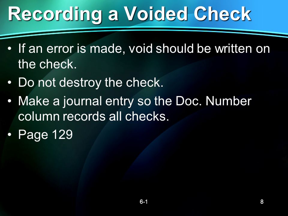 Recording a Voided Check