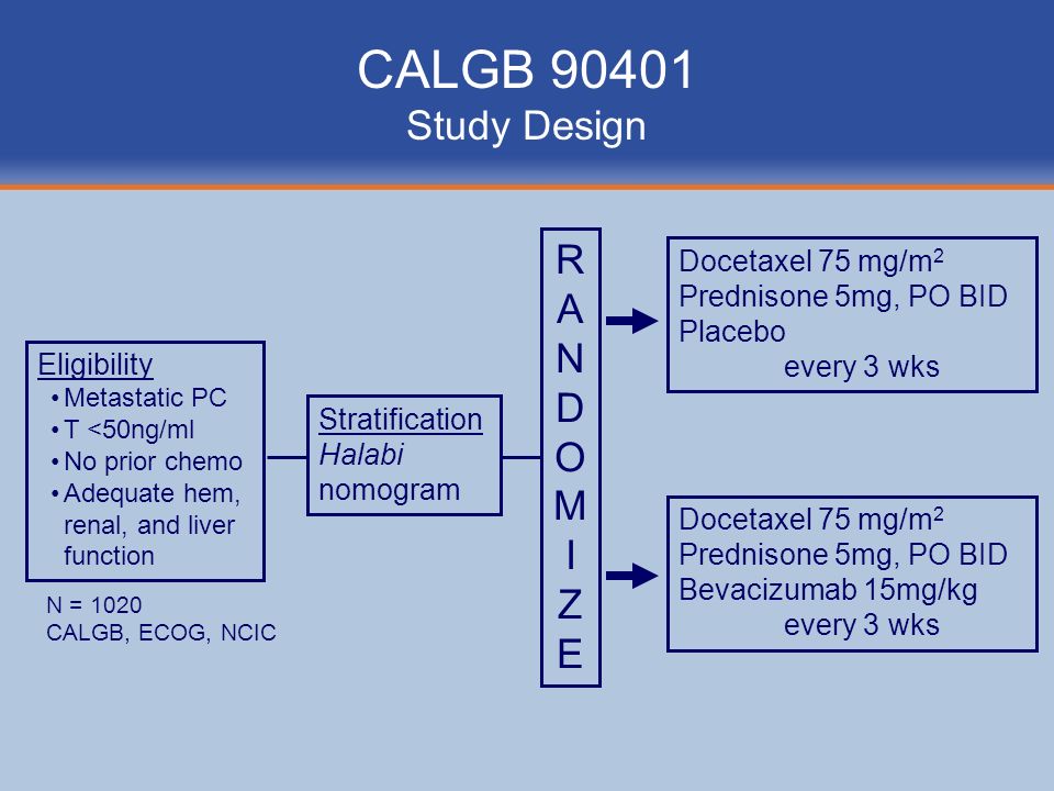 CALGB Study Design R A N D O M I Z E Docetaxel 75 mg/m2