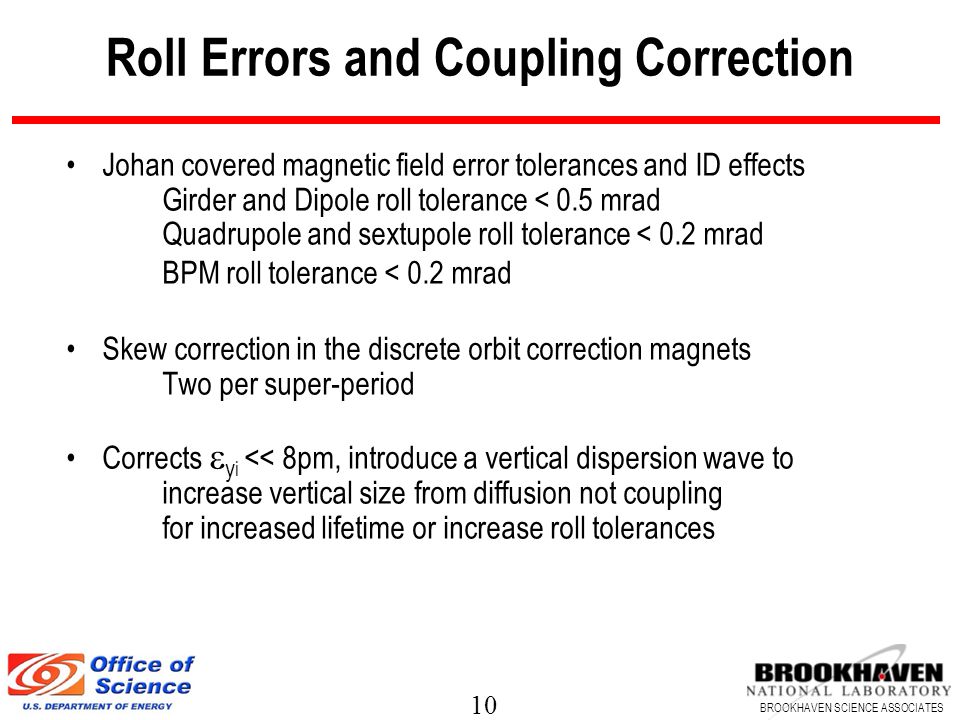 Roll Errors and Coupling Correction