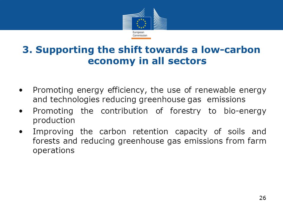3. Supporting the shift towards a low-carbon economy in all sectors