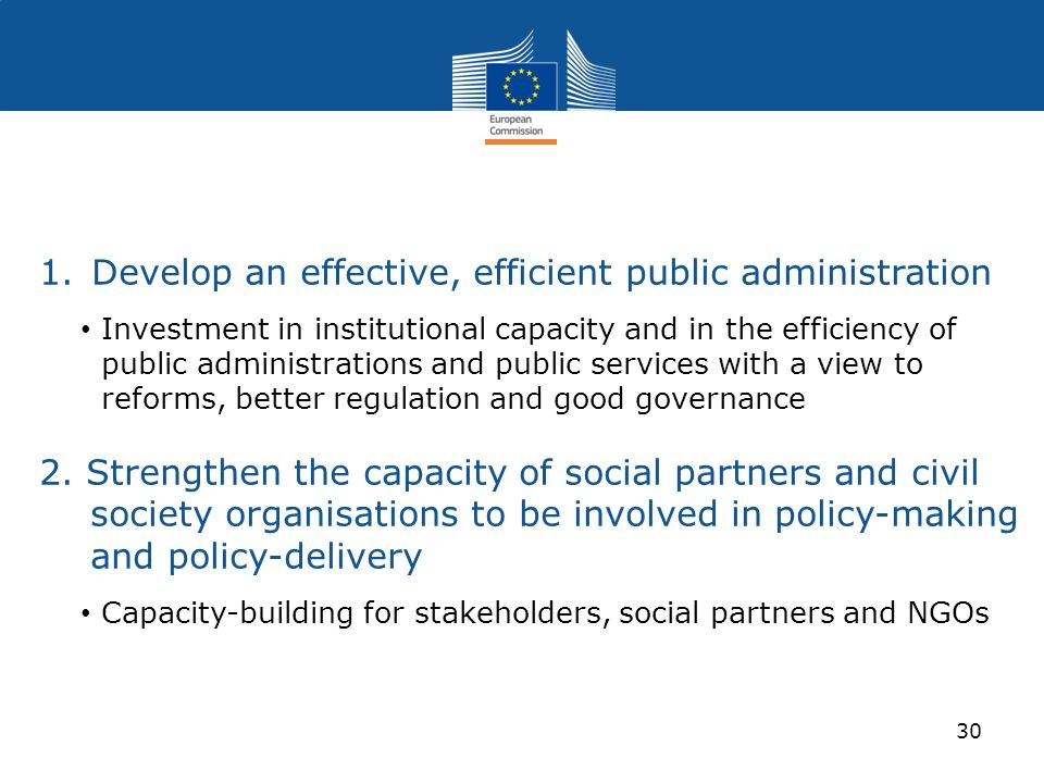 Develop an effective, efficient public administration