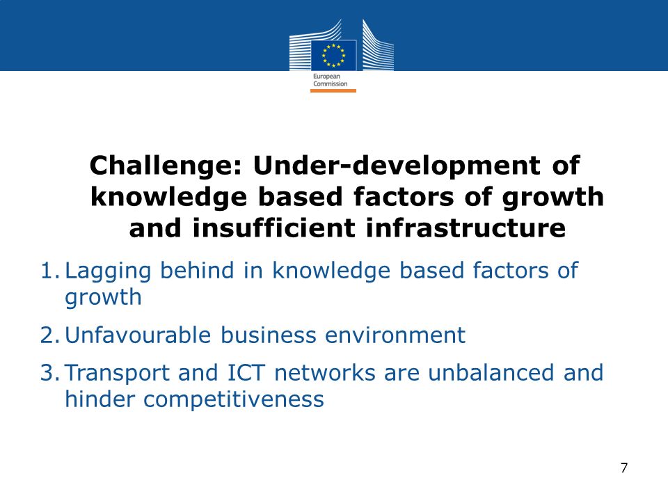 Challenge: Under-development of knowledge based factors of growth and insufficient infrastructure
