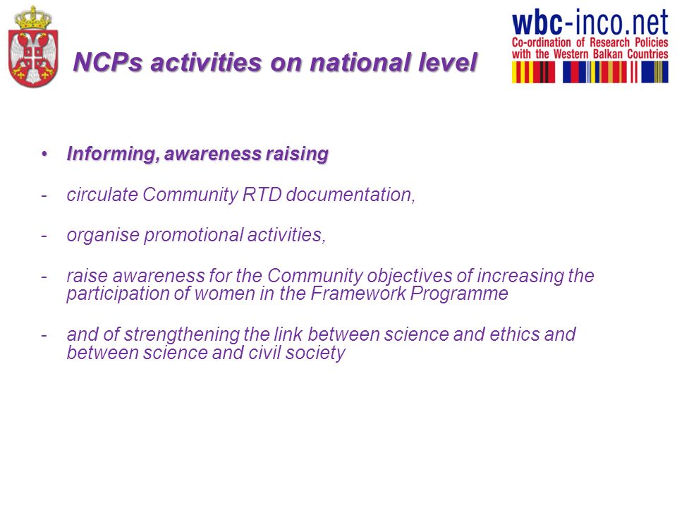 NCPs activities on national level