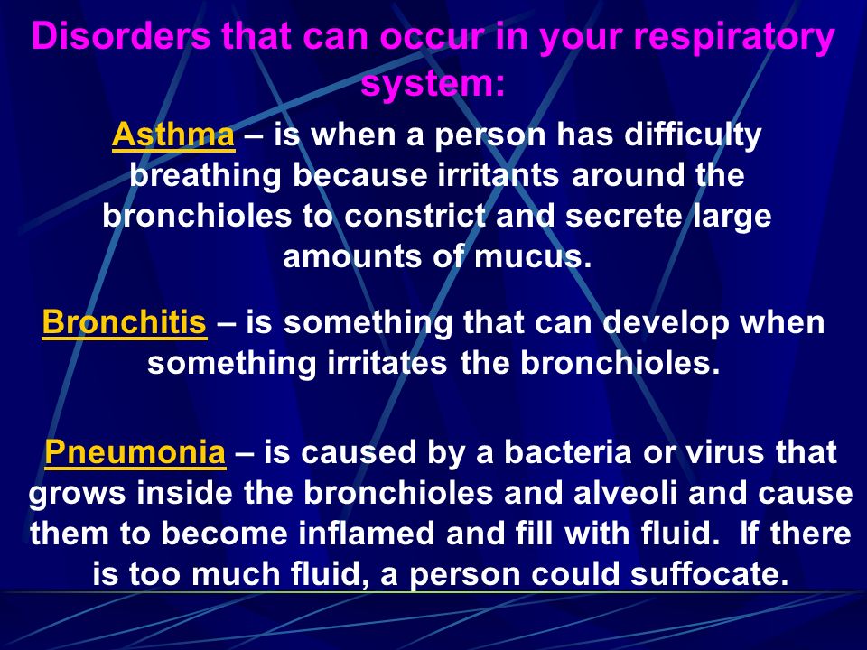 Disorders that can occur in your respiratory system: