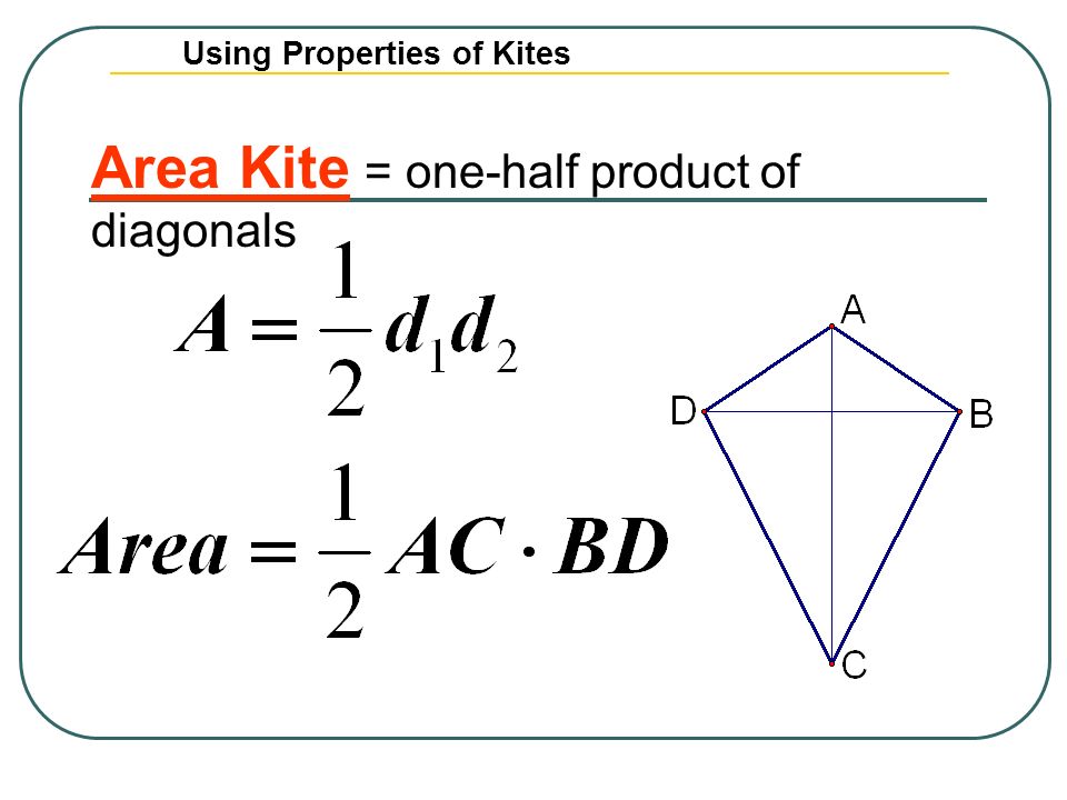 Area Kite = one-half product of diagonals