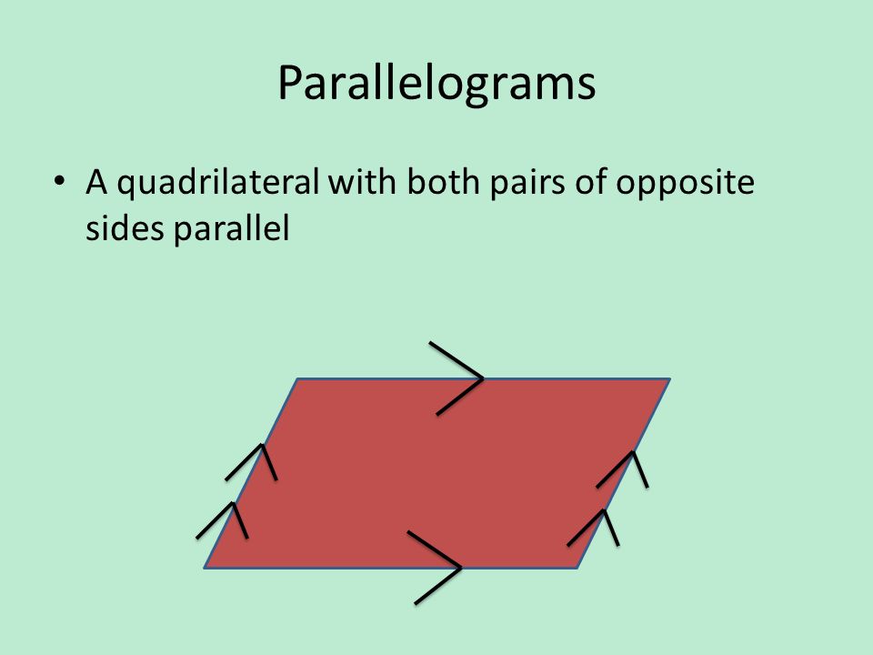 Parallelograms A quadrilateral with both pairs of opposite sides parallel