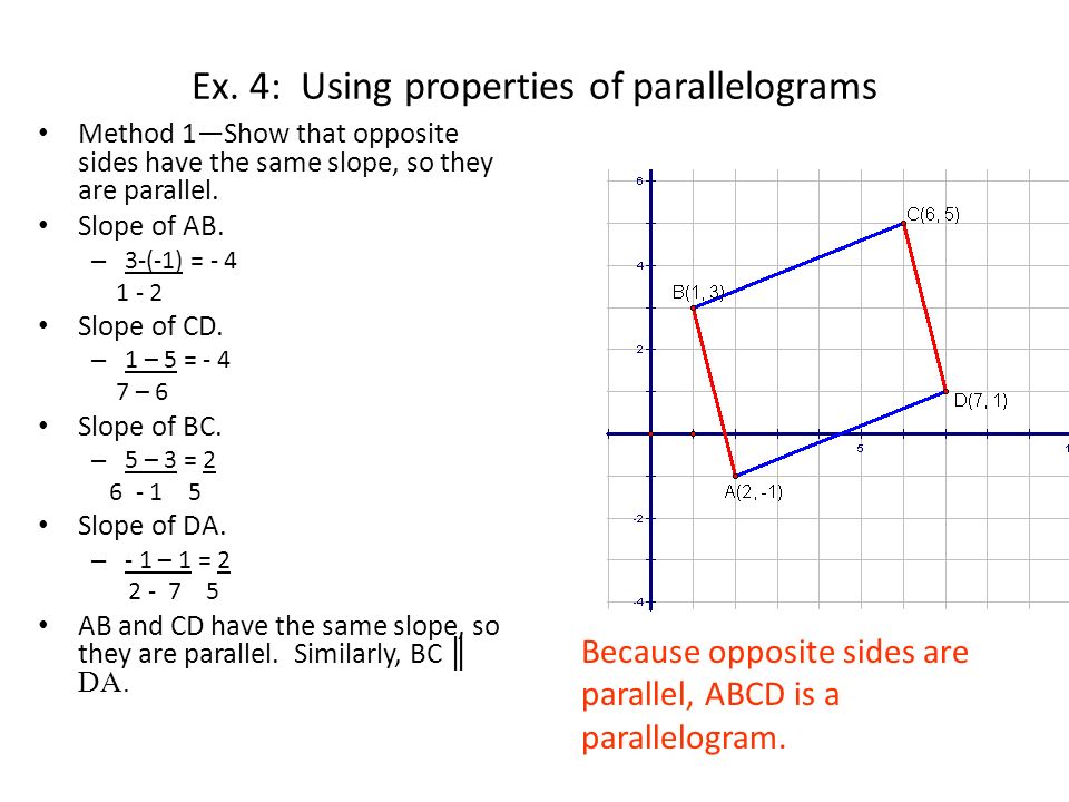 Ex. 4: Using properties of parallelograms