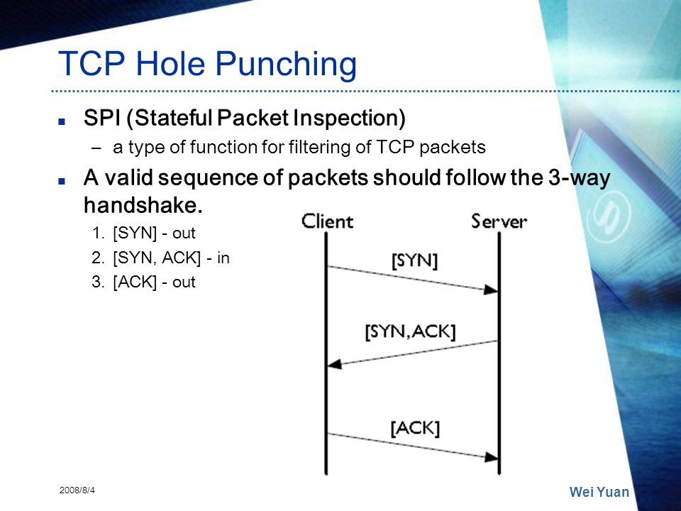 TCP Hole Punching SPI (Stateful Packet Inspection)