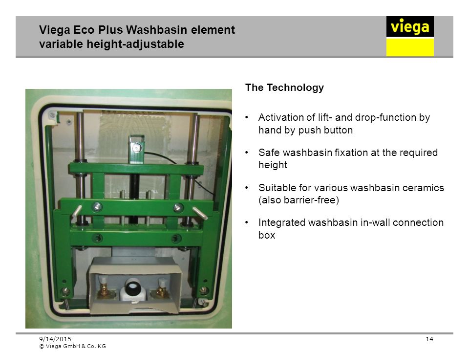 Viega Eco Plus Washbasin element variable height-adjustable