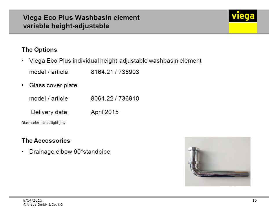 Viega Eco Plus Washbasin element variable height-adjustable
