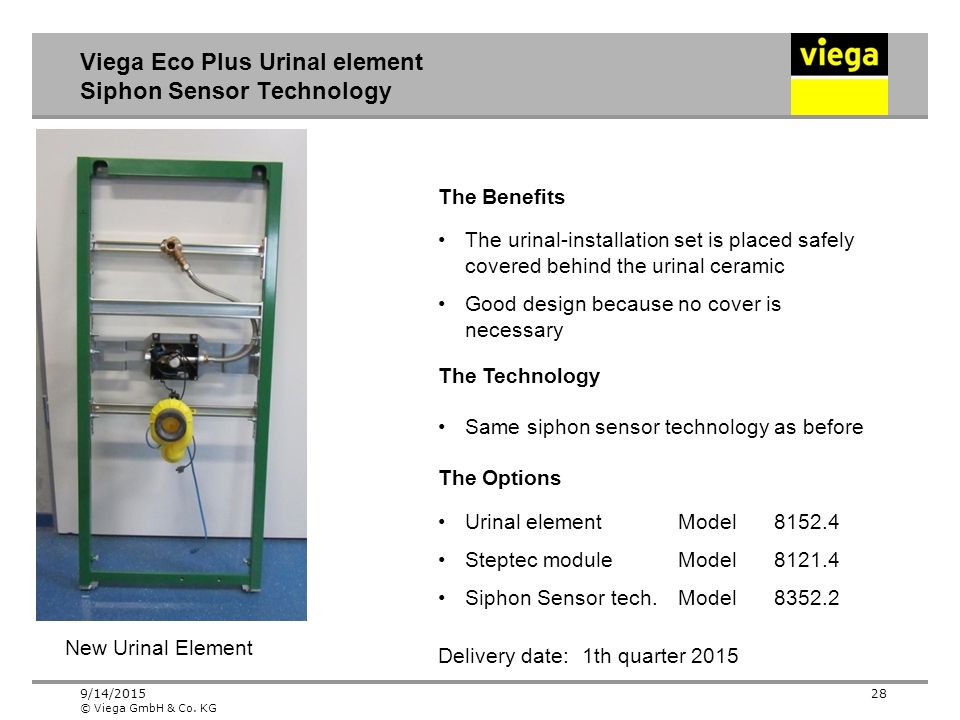 Viega Eco Plus Urinal element Siphon Sensor Technology