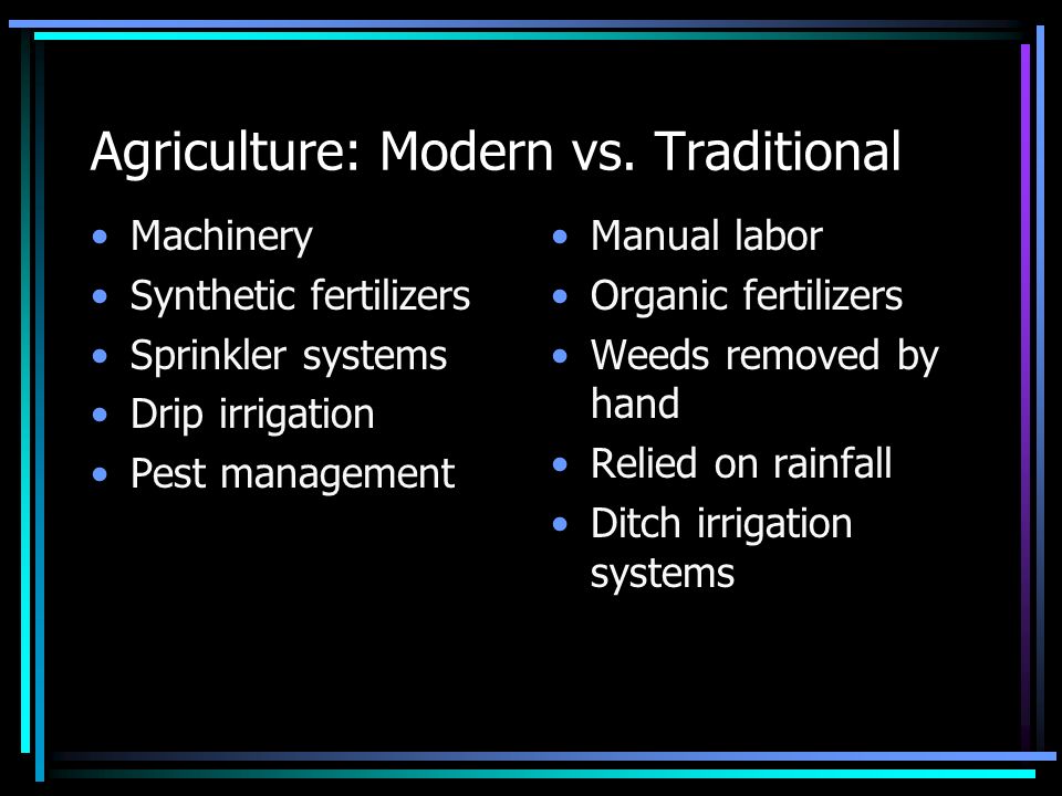 Agriculture: Modern vs. Traditional