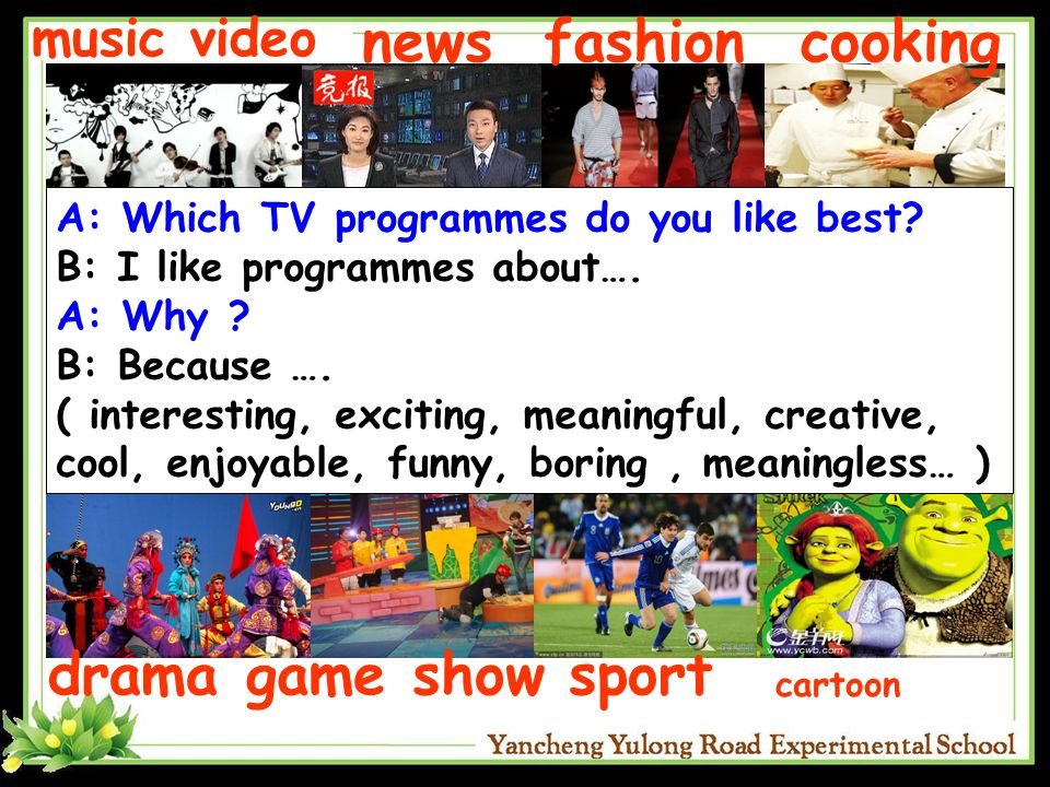 news fashion cooking drama game show sport music video