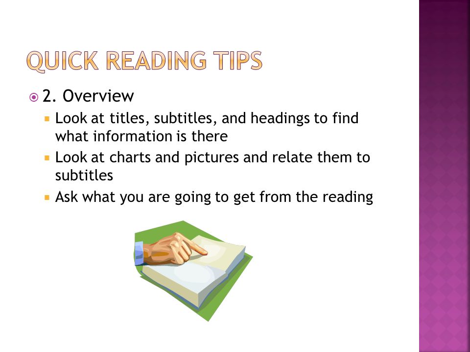 Quick reading tips 2. Overview