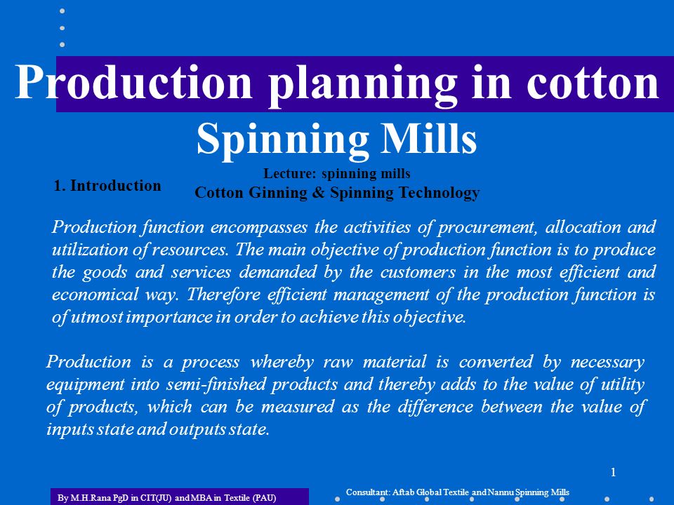 Spinning Mill Process Flow Chart