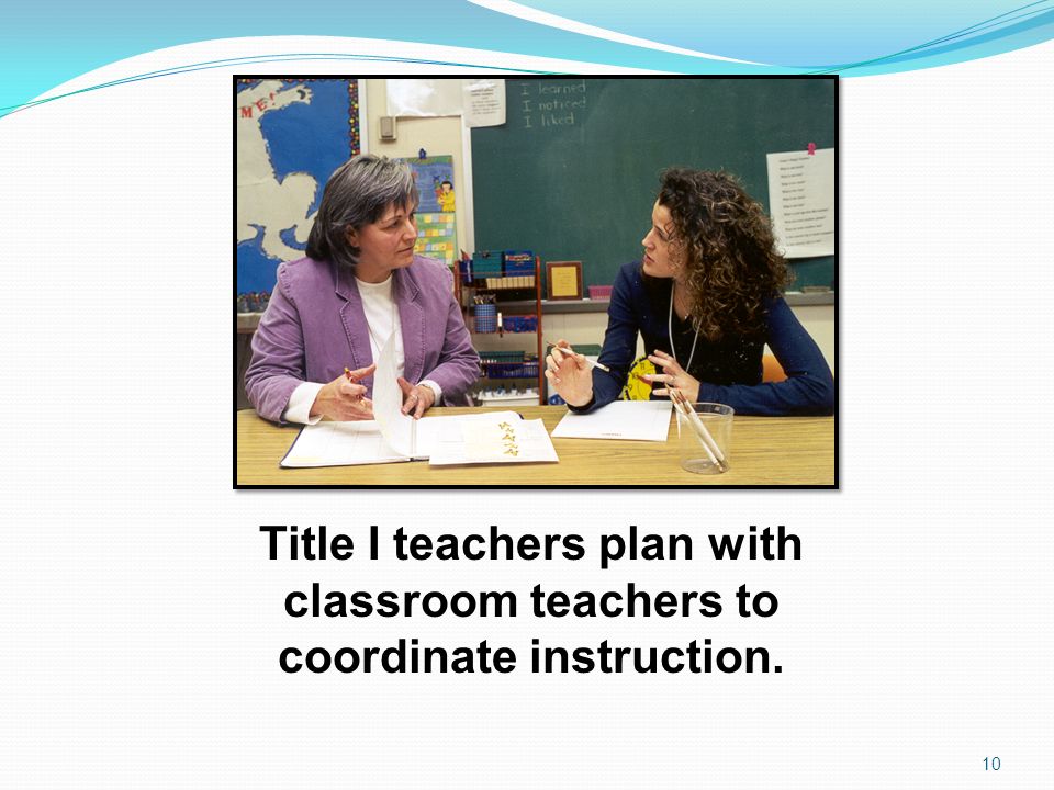 Title I teachers plan with classroom teachers to coordinate instruction.