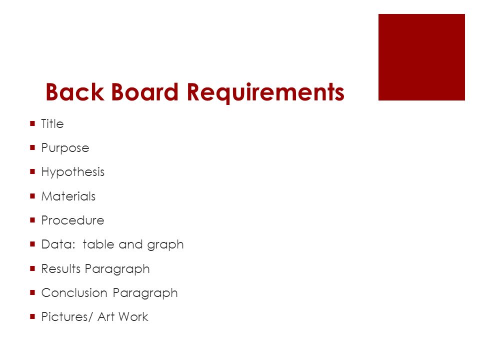 Back Board Requirements