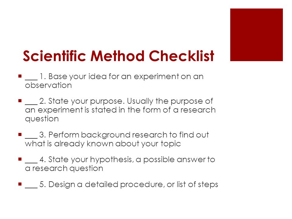 Scientific Method Checklist