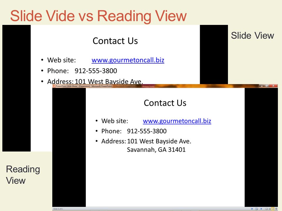Slide Vide vs Reading View