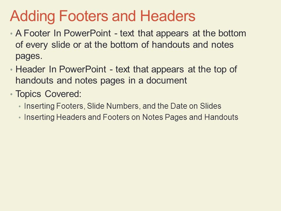 Adding Footers and Headers