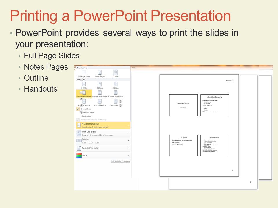 Printing a PowerPoint Presentation