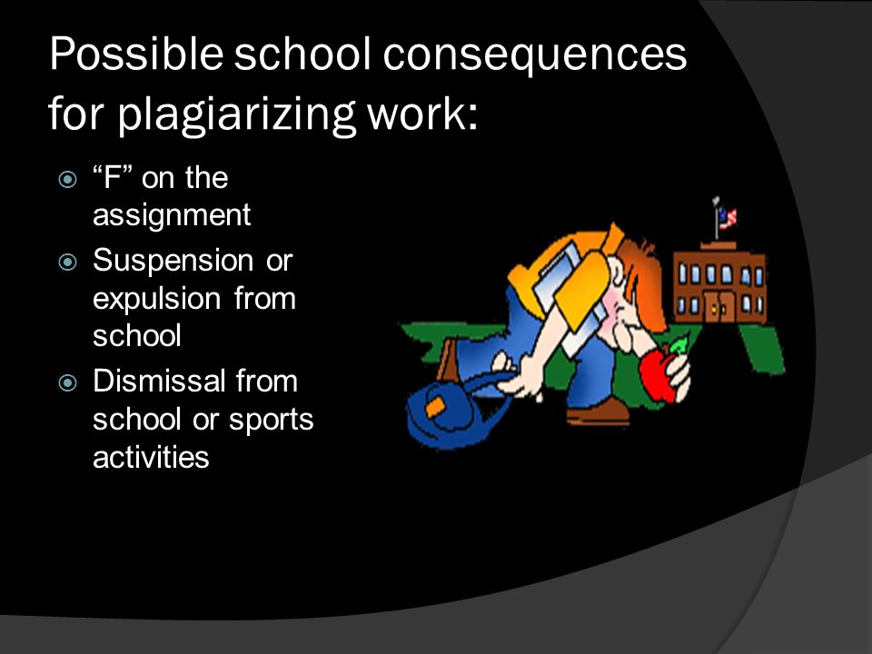 Possible school consequences for plagiarizing work: