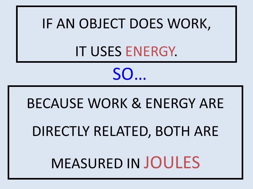 IF AN OBJECT DOES WORK, IT USES ENERGY.