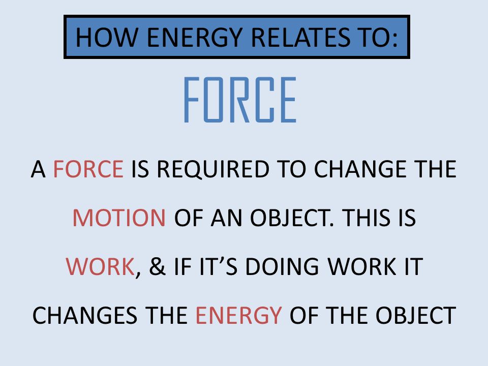 FORCE HOW ENERGY RELATES TO: