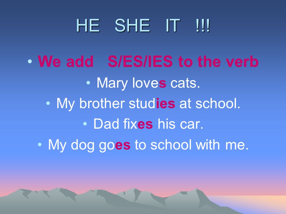We add S/ES/IES to the verb