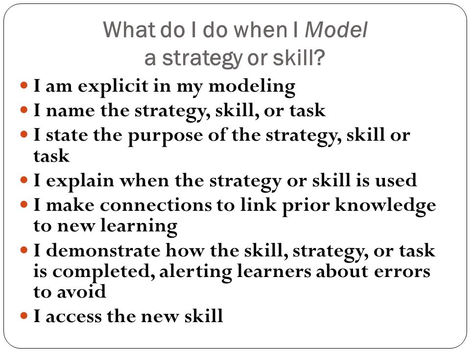 What do I do when I Model a strategy or skill
