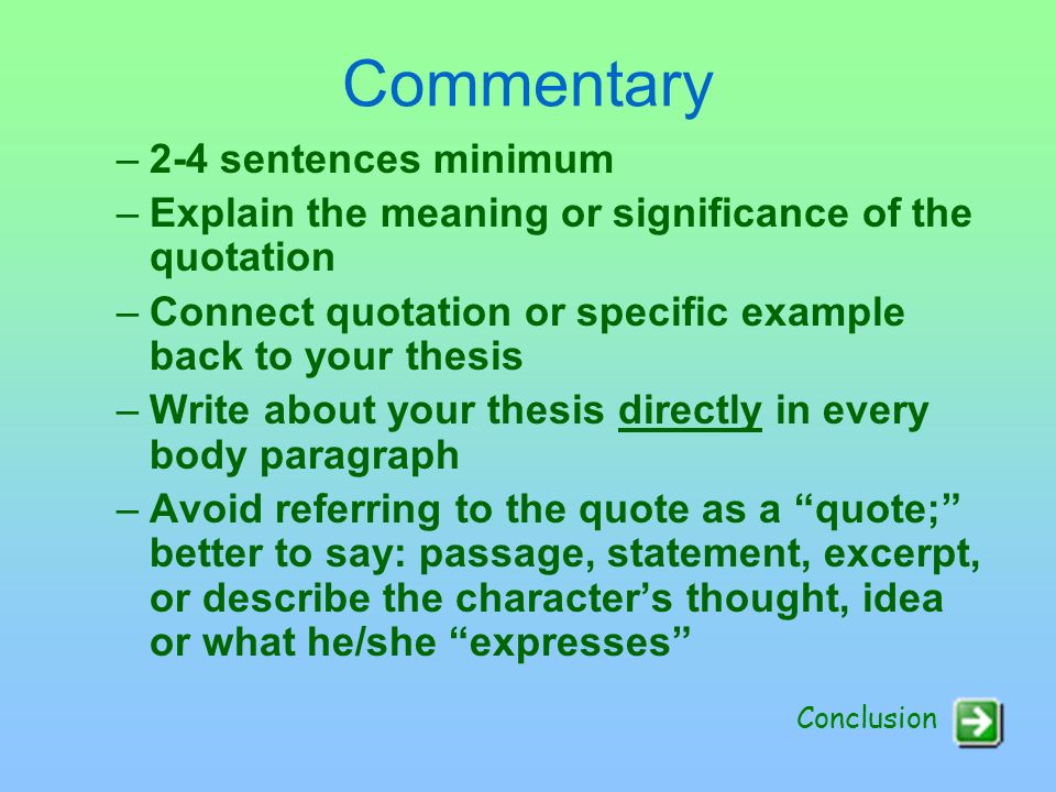 Commentary 2-4 sentences minimum