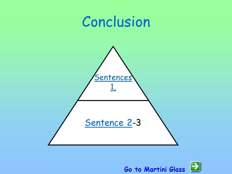 Conclusion Sentences 1, Sentence 2-3 Go to Martini Glass