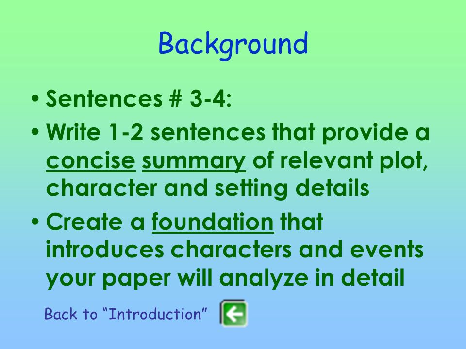 Background Sentences # 3-4: