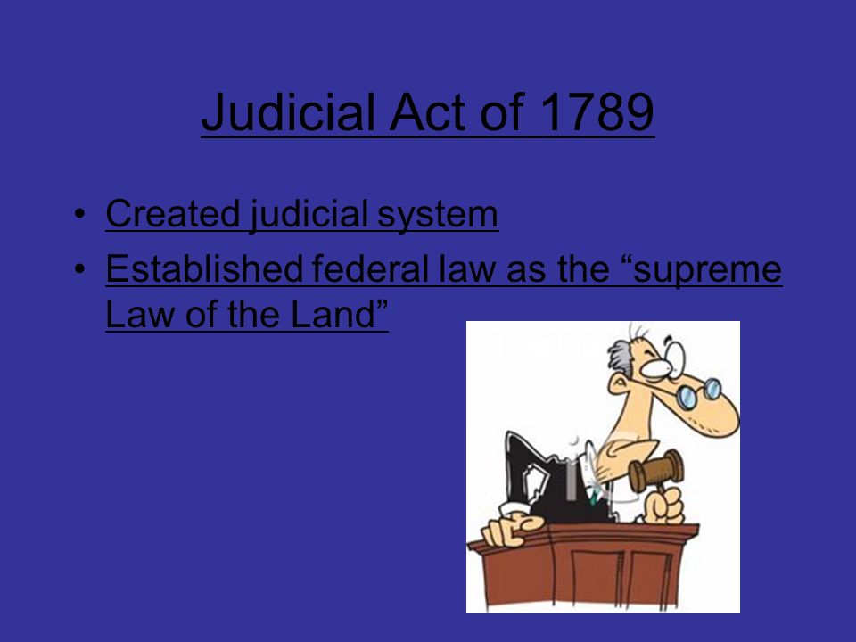 Judicial Act of 1789 Created judicial system