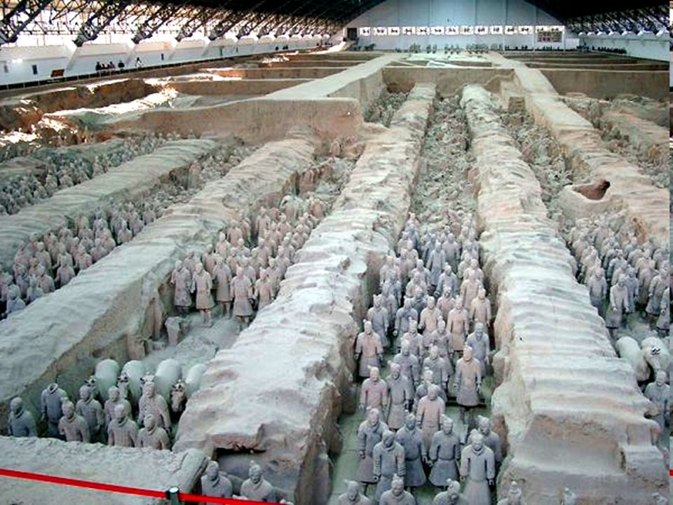 Terracotta warriors of Qin’s tomb = all are unique, still thousands of them are buried in the rock.