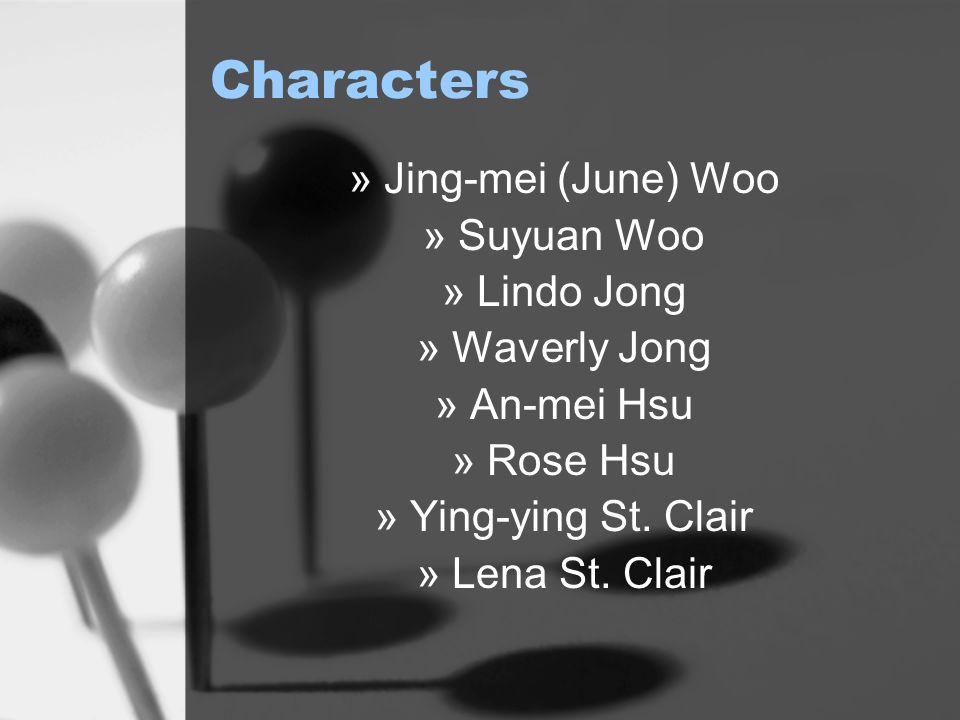 Characters » Jing-mei (June) Woo » Suyuan Woo » Lindo Jong