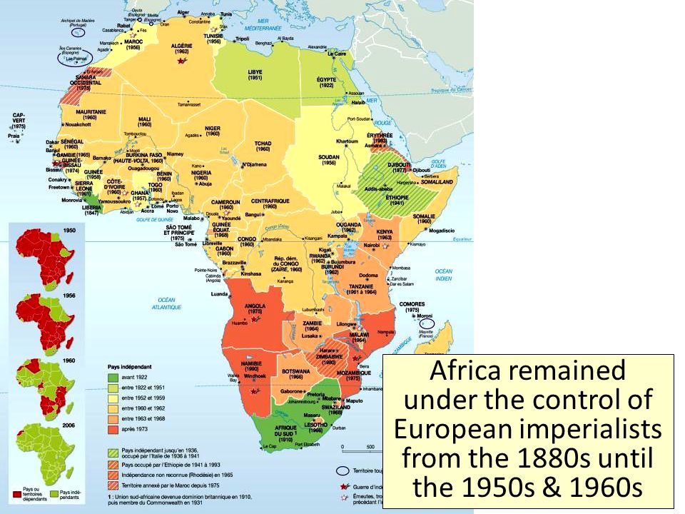 Africa remained under the control of European imperialists from the 1880s until the 1950s & 1960s